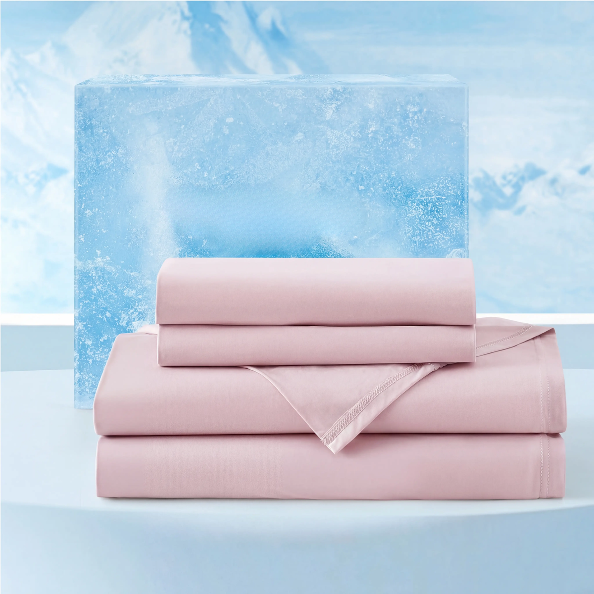 Cooling Sheets 4-Piece Set - 2 Pillowcases, 1 Flat Sheet, and 1 Deep-Pocket Fitted Sheet.