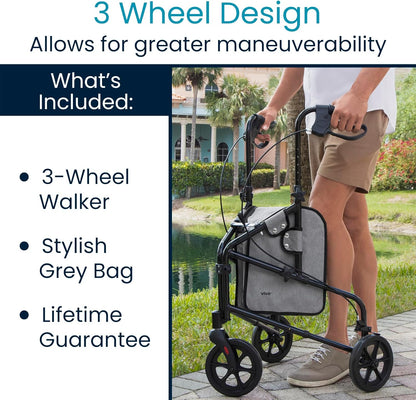 3 Wheel Walker - Three Wheeled Rollator for Seniors