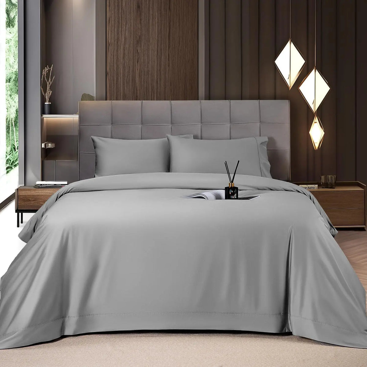 Bamboo Sheets Set 6 Pc,Cooling Breathable & Hotel Luxury Super Silky Soft, 16'' Deep Pocket.