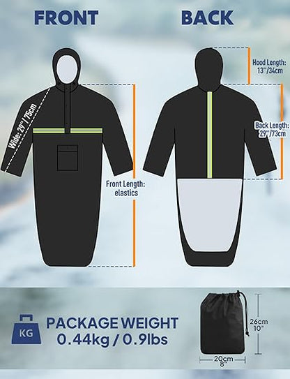 Waterproof Wheelchair Poncho - Hooded, Lightweight & Windproof Adult