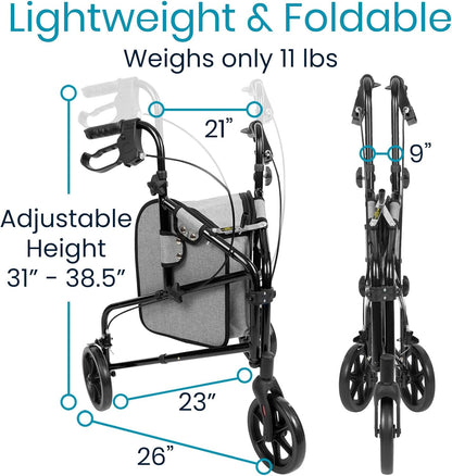 3 Wheel Walker - Three Wheeled Rollator for Seniors