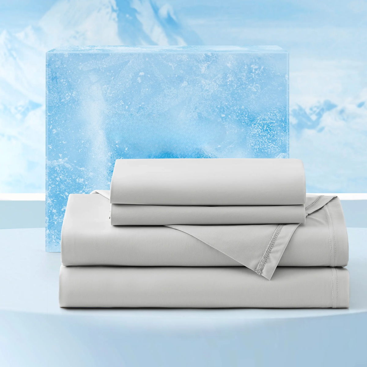 Cooling Sheets 4-Piece Set - 2 Pillowcases, 1 Flat Sheet, and 1 Deep-Pocket Fitted Sheet.