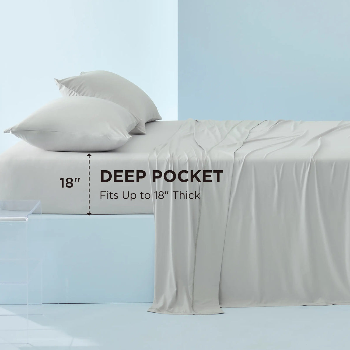Cooling Sheets 4-Piece Set - 2 Pillowcases, 1 Flat Sheet, and 1 Deep-Pocket Fitted Sheet.