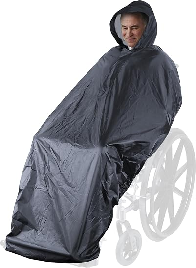 Waterproof Wheelchair Poncho - Hooded, Lightweight & Windproof Adult