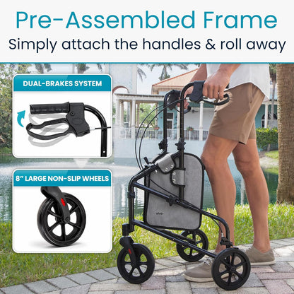 3 Wheel Walker - Three Wheeled Rollator for Seniors