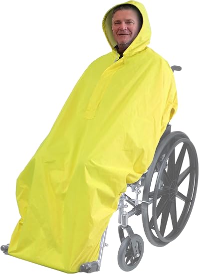 Waterproof Wheelchair Poncho - Hooded, Lightweight & Windproof Adult