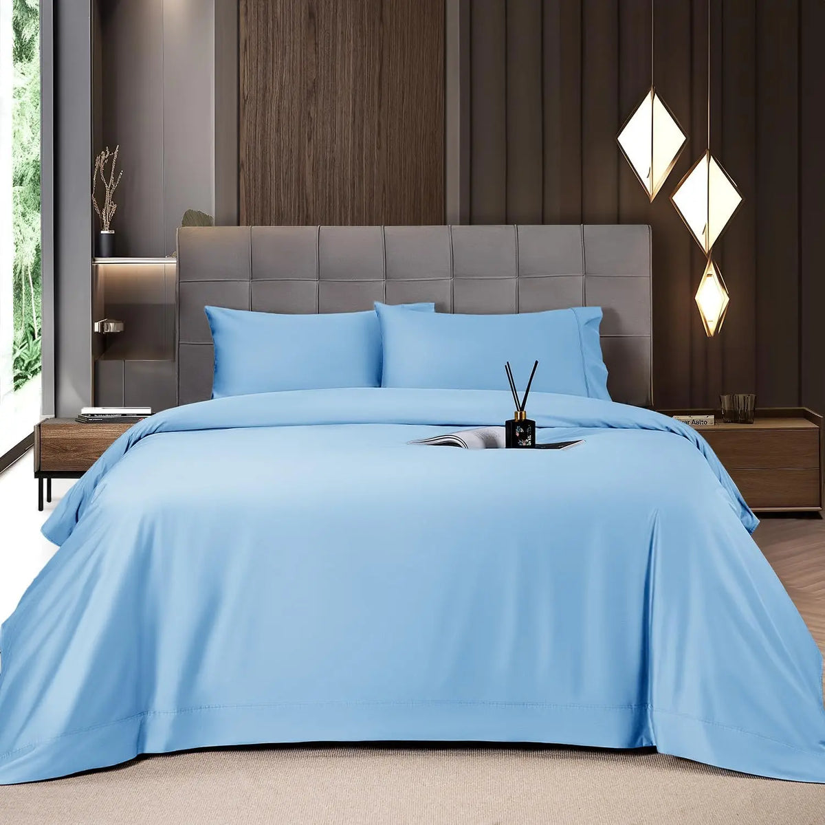 Bamboo Sheets Set 6 Pc,Cooling Breathable & Hotel Luxury Super Silky Soft, 16'' Deep Pocket.