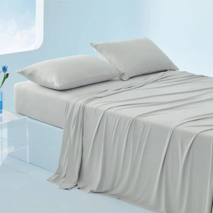 Cooling Sheets 4-Piece Set - 2 Pillowcases, 1 Flat Sheet, and 1 Deep-Pocket Fitted Sheet.
