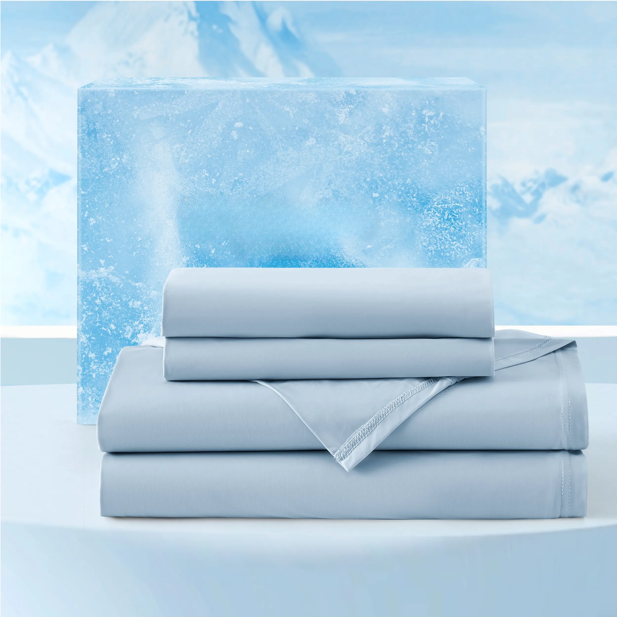 Cooling Sheets 4-Piece Set - 2 Pillowcases, 1 Flat Sheet, and 1 Deep-Pocket Fitted Sheet.