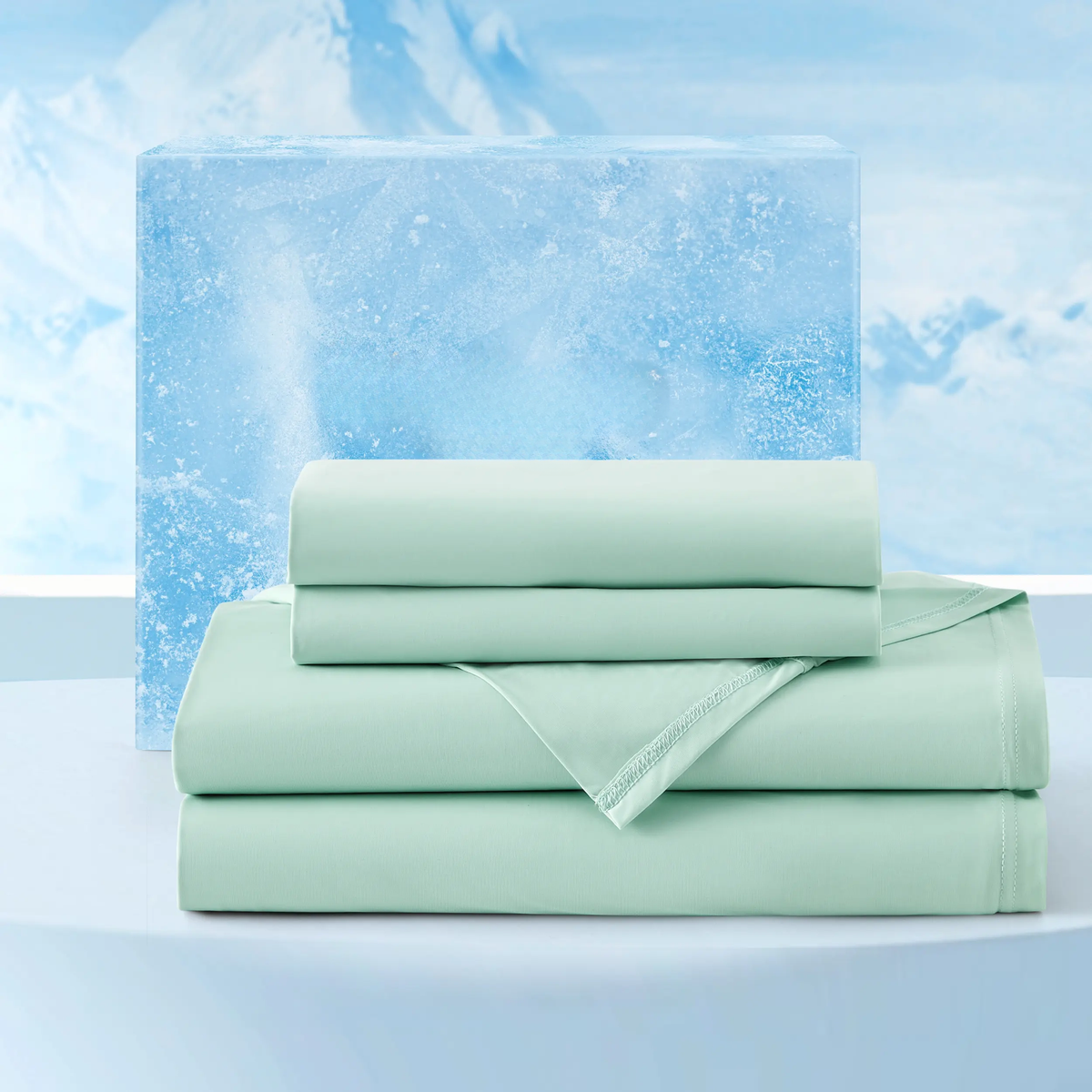 Cooling Sheets 4-Piece Set - 2 Pillowcases, 1 Flat Sheet, and 1 Deep-Pocket Fitted Sheet.