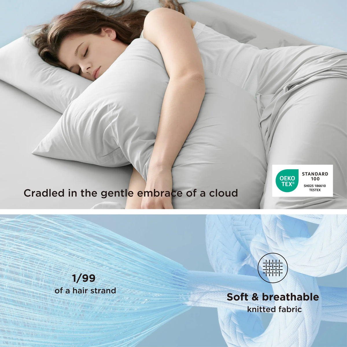 Cooling Sheets 4-Piece Set - 2 Pillowcases, 1 Flat Sheet, and 1 Deep-Pocket Fitted Sheet.